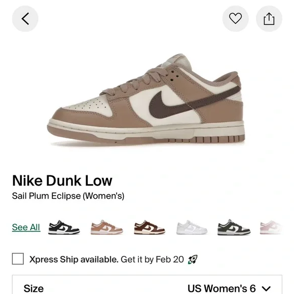 Nike Dunk Low Women's Sneakers in Sail and Plum - Picture 2 of 10